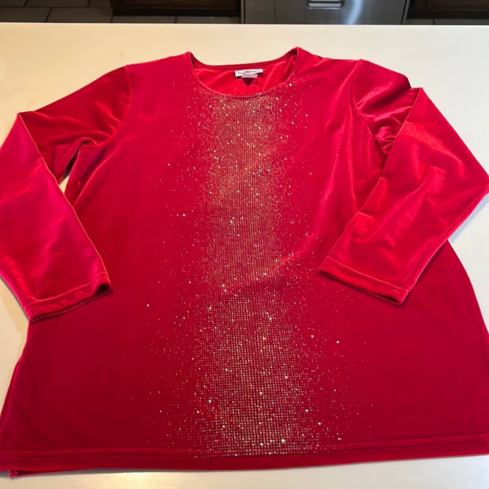 Vintage Superline Top Red velvet with gold sparkling front